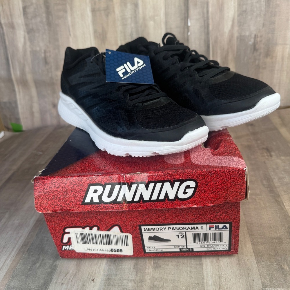 Fila Men's 12 Memory Form Panorama 6 Black Running Shoes EUC UK 11 Box Damaged